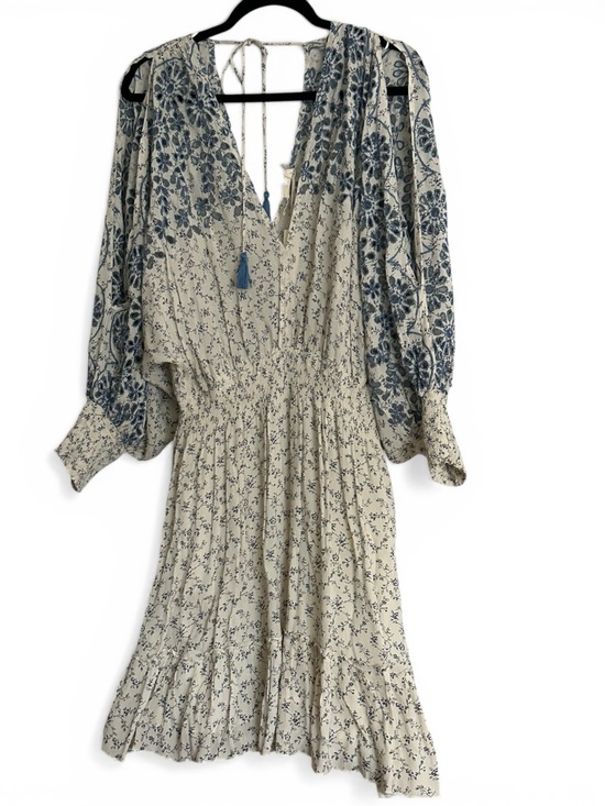 lovestitch Dresses & Skirts - lovestitch Cream Dress with Blue Floral Embroidery